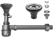 1-1/2 Kitchen Sink Drain Kit P-Trap Strainer Adjustable 3-1/2 Assembly