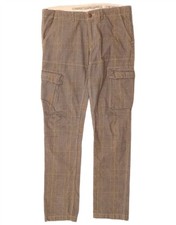 GRAND & HILLS Pantalone cargo uomo slim IT 50 Large W34 L33 grigio check AS19