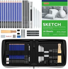 Shuttle Art Sketch Pencils Drawing Tools 37-Piece Set Suitable for Kids and 135