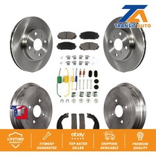 [Front+Rear] Disc Brake Rotors Ceramic Pads And Drum Kit (7Pc) For Toyota Yaris