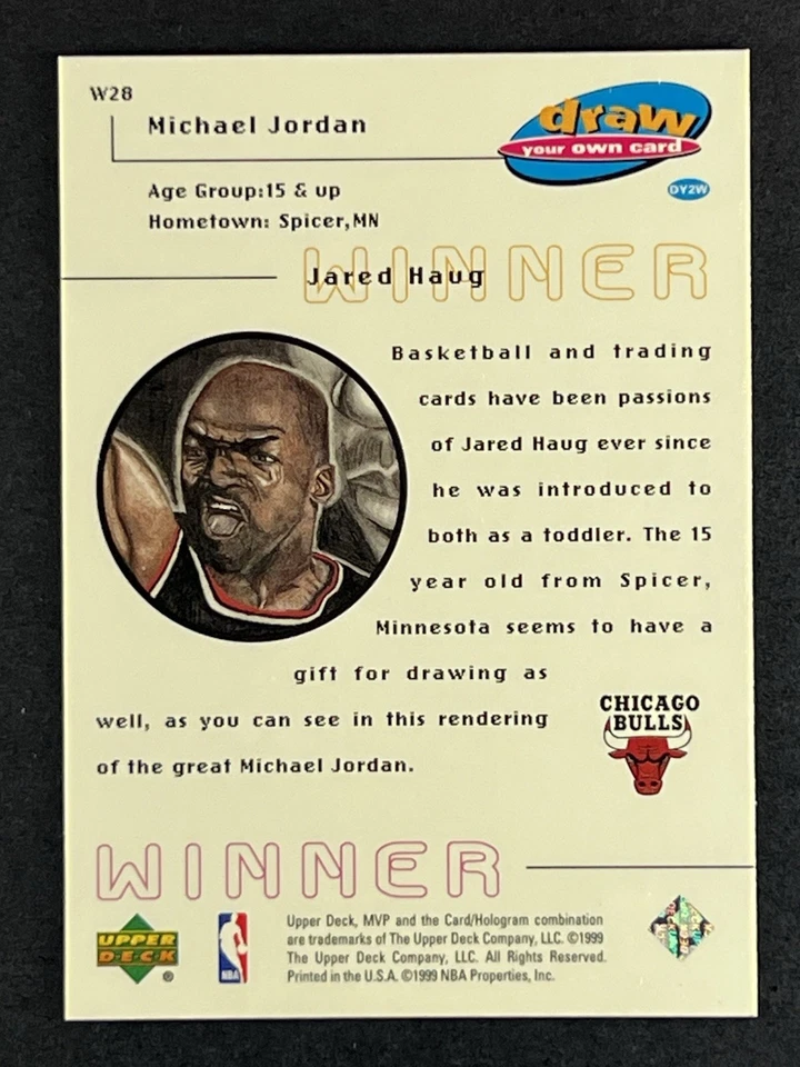 Michael Jordan 1999-00 Upper Deck MVP - Draw Your Own Trading Card Winner #W28 - Image 2 of 3