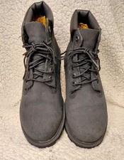 Timberland Boots Youth Size 3M Black 6-Inch Premium Waterproof Nubuck Lace Up