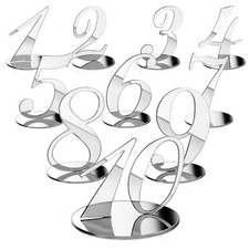 Silver Mirror Table Numbers with Holder Wedding Reception Party Events
