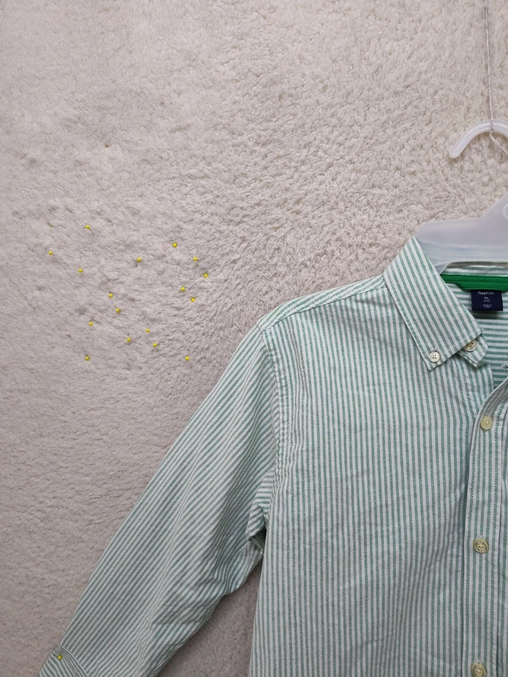 Camisa Gapkids Niños Extra Grande Verde Rayas 100% Algodón Regular Abotonada Foto 2 de 4