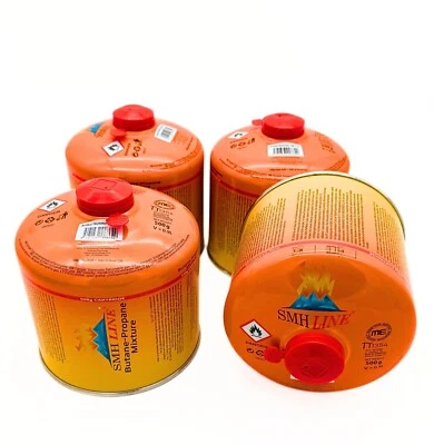 SMH LINE 4x Schraubkartusche Gas 500g Camping Propan Butan Ventilkartusche Schraubventil