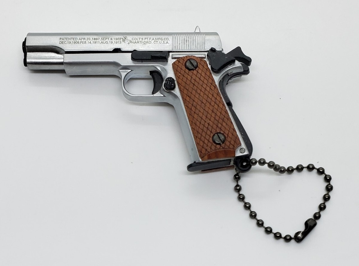 COLT 1911 .45 METAL KEYCHAIN Available In REAL WOOD GRIP PISTOL