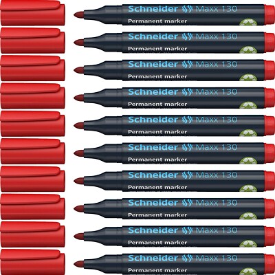 10x Schneider Maxx 133 Permanent-Marker mit Keilspitze 1-4 mm 113302 rot