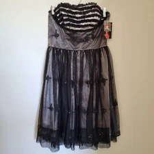 LOLITA BLACK DRESS FIT & FLARE DRESS 12 50s ROCKABILLY RRP $389 GOTH EMO PUNK