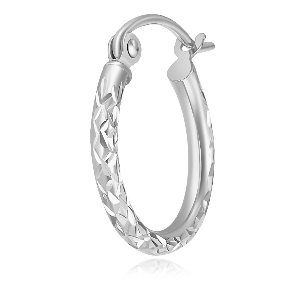 Wellingsale 14k White Gold Diamond Cut 1.5mm Hoop Earrings (x mm)