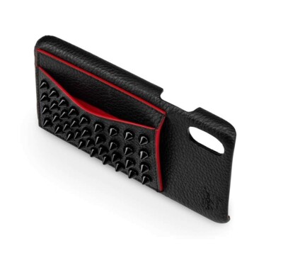 正規 CHRISTIAN LOUBOUTIN KIOS SPIKE CHRISTIAN LOUBOUTIN Kios Spike Leather Card Holder Black