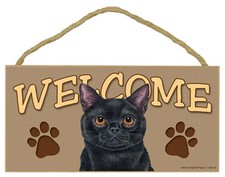 BLACK CAT 5 x 10 Wood WELCOME SIGN Plaque USA Made