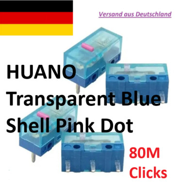 **Versand aus Deutschland** 2x HUANO Pink Dot Blue Shell Mouse Switch 80M Clicks