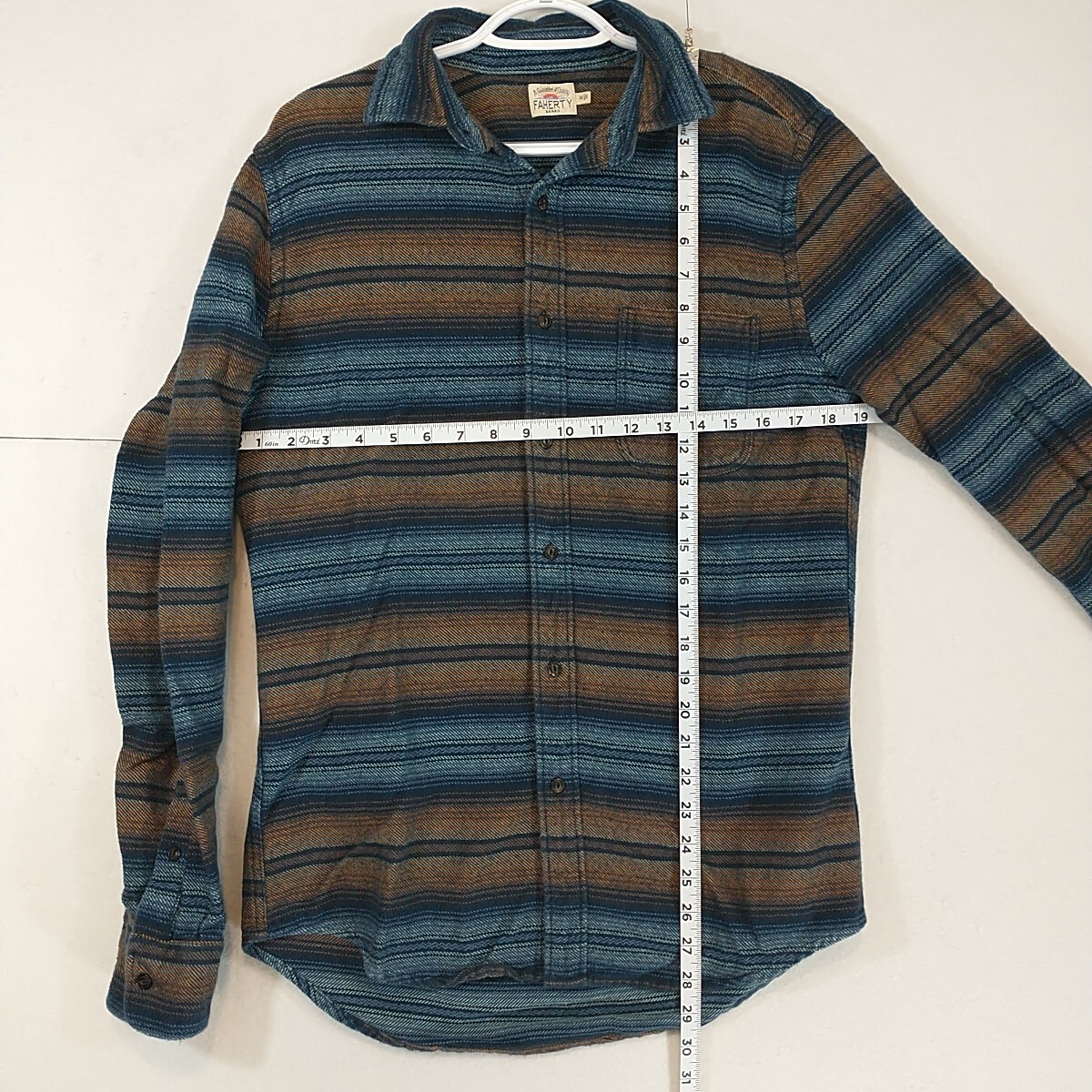 FAHERTY Blue Orange Button Up Flannel Organic Cot… - image 3