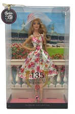 Barbie Kentucky Derby Doll Pink Label 50th Anniversary Floral Dress Large Hat
