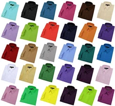 JL32 Johnnie Lene Big Boy's Long Sleeves Cotton Blend Solid Dress Shirt