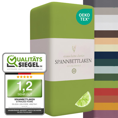 Strauss Home   Premium Jersey Spannbettlaken Betttuch Bettlaken 100% Baumwolle