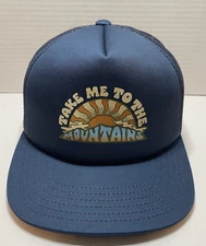 Take Me To The Mountains Blue Mesh Back Snapback Hat Printed Logo