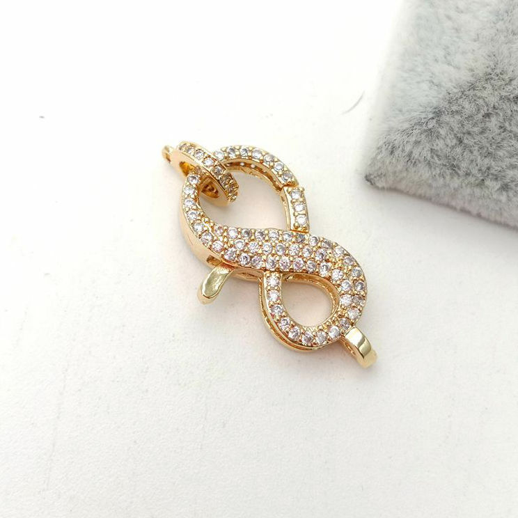 Lobster Clasp 12x24mm - 18K Gold Filled With Cubic Zirconia Micro Pave Hooks