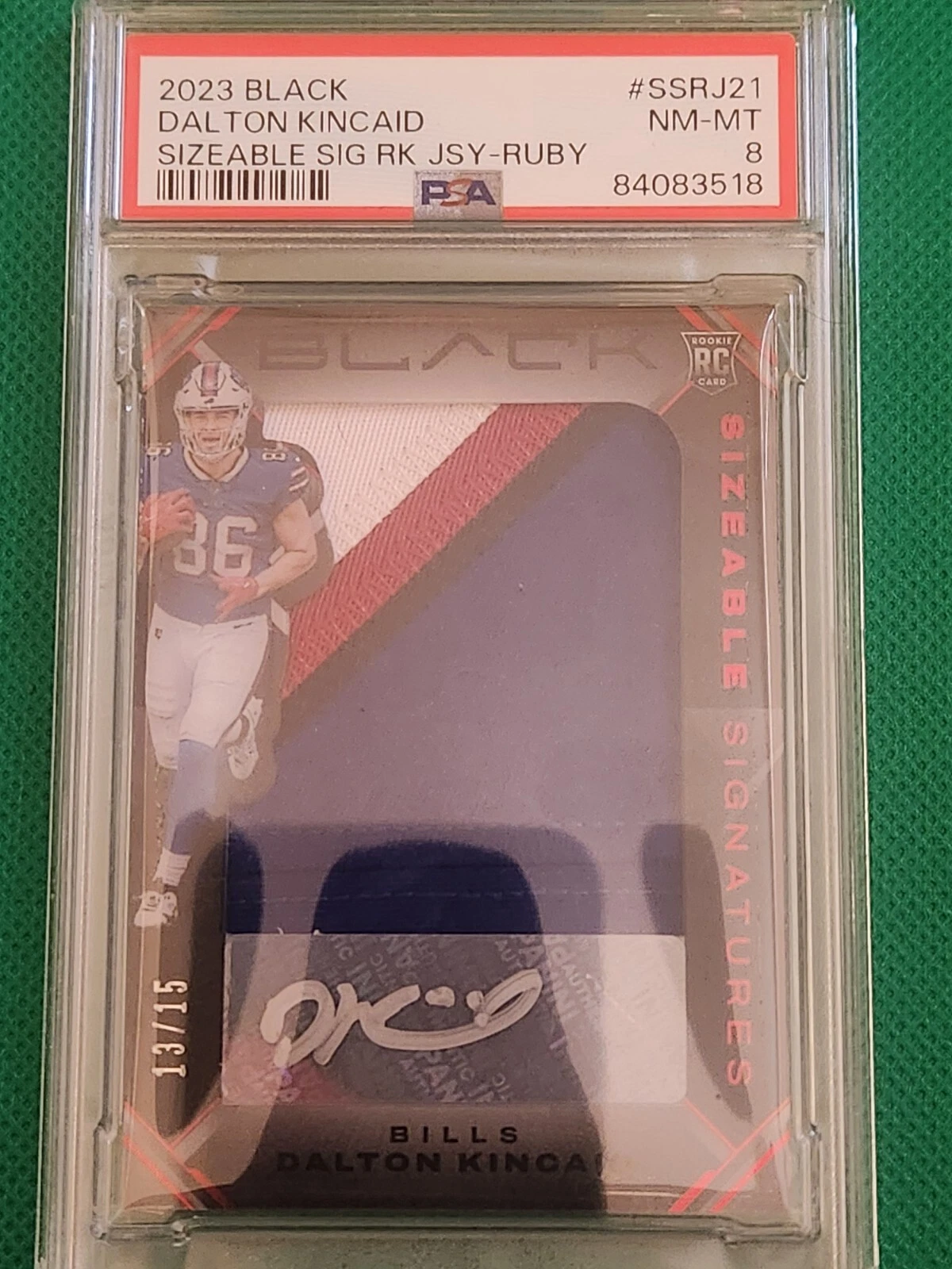 Dalton Kincaid Panini Black Sizeable Signatures Rookie Jersey #SSRJ21 Ruby