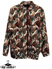 Vintage Infinity Chic Jacket Women One Size Horse Zip Windbreaker All Over Print