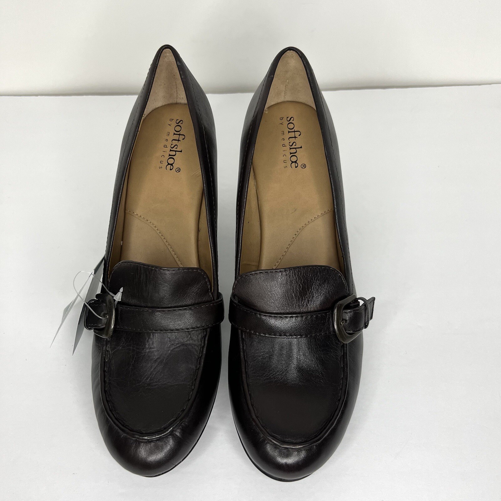 Soft Shoe By Medicus Brown Leather Shoes Slip On Pump Heels Loafers Sz 10 *READ*