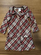 BLUEBERI BOULEVARD Girls Size 4 Coat Jacket Peter Pan Collar Red White Plaid