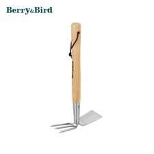 Berry&Bird 2 in 1 Garden Rake Hoe and Cultivator Hand Tiller Tool Wooden Handle
