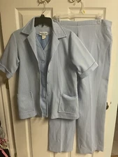 4 Set VNT 70s Large 14 polyester suit separates outfit Skirt Vest Top Pants Blue