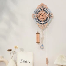 ROKR New 3D Wooden Puzzle Time Art Romantic Notes Wall Clock Building Model Set