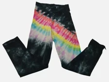 $37 FBZ Women's Black Rainbow Tie Dye Elasticized Jogger Pants Sweatpants SZ XL