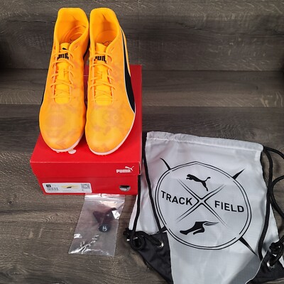 Puma evoSpeed Star 8 Running Spikes Orange Track & Field Racing Shoes Men's 13