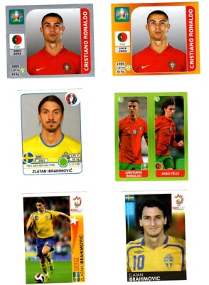 Panini WM 2014 Euro 2008, 2016, 2020 - 3 x Cristiano Ronaldo CR7 +3x Ibrahimovic