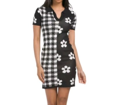 almost famous black and white dress Size Small Mini Twin Print Daisy Check Women's Vintage Black and White Color:Photo (Print Lily of The Valey) chiffon black midi dress Shoulder Mini Dress