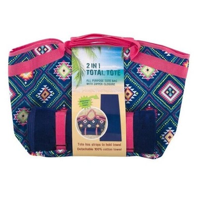 Mattia 2-in-1 Bath Towel & Beach Tote Bag Geometric Print