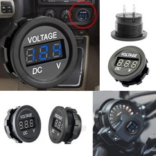 Wasserdichtes Auto Fahrzeug Voltmeter LED Digital Anzeige DC 12-48V Rundes Panel