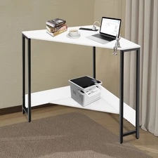 Corner Desk with Outlets, Small Desk with Outlets,Free Standing Corner Table