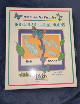 Didax Basic Skills Puzzles Irregular Plural Nouns Hands On Phonics ~ age 3+  New