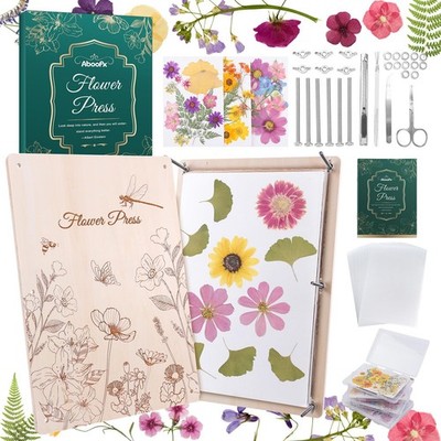 Extra Large Flower Press Kit for Adults, 17'' x 11.8'' 5 Layers Wooden Flower P...