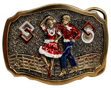 1984 Square Dance Belt Buckle No H1262 The Great American Buckle Co USA 3" Wide