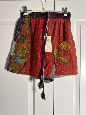 Kathmandu Imports Boho Patchwork Shorts With Pockets Pull-tie Small/med NWT 0190