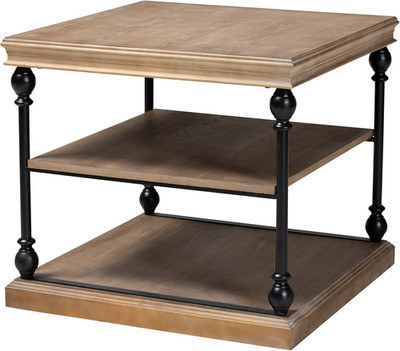 Sebastian 3-Shelf End Table in Greywashed and Black Finish