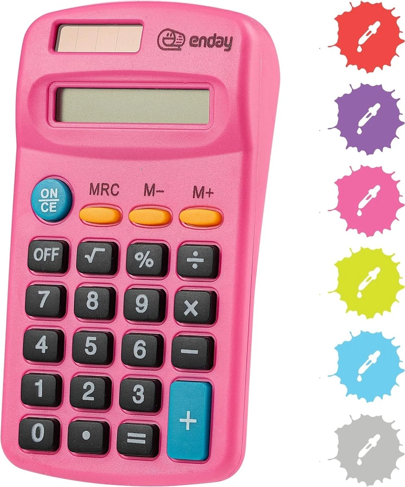 Pink Solar Battery Operated Calculator Small Handheld Large Display Four Func... - Image 3 of 4