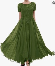 H.S.D. Mother of The Bride Dresses Chiffon Evening Formal Dress Short Sleeve Wed