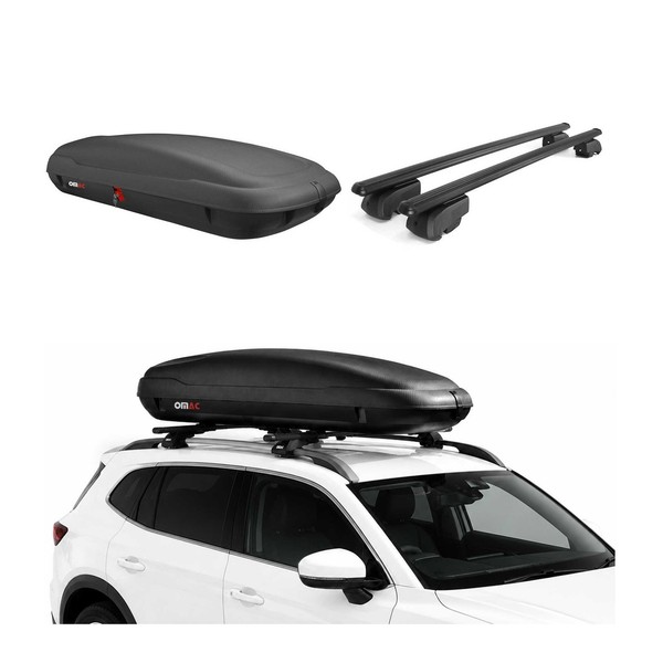 Carbonlook Dachbox 400L + Alu DachträGer Mercedes C Klasse S205 2014-21 Schwarz-image