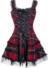 Hell Bunny Kurzes Kleid Damen Harley Tartan Dress rot/schwarz XS