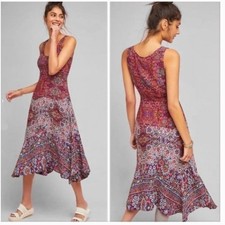 Maeve Anthropologie Violette Floral Paisley Tiered Dress 0