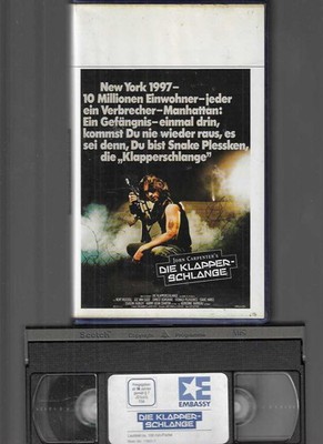Embassy Video  Kurt Russell   DIE KLAPPERSCHLANGE   John Carpenter   VHS Rarität