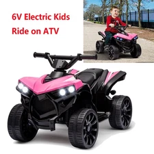 6V Electric Kids Ride on ATV Car Toy Quad Car with LED Lights, Music, Foot Pedal