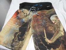 Affliction Men's Board Shorts Swimming Trunks Swimwear Graphic Skull Size 34   