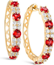 Women'S Huggie Hoops with Birthstone 925 Sterling Silver Huggie Stud Hypoallerge